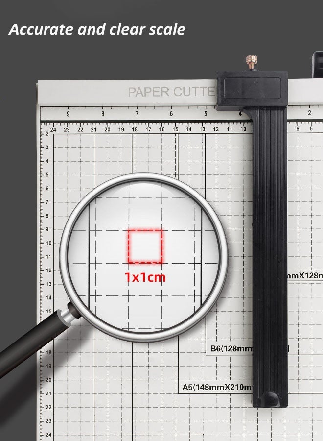 Hanayo A4 Paper Cutter Graduated Paper Trimmer Stable Metal Base Manual Paper Cutter for Photo Coupons Labels Card Cuts Home and Office Use(White/Black) - Image 5